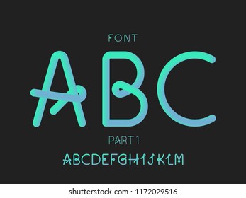 Grade 1 font. Vector alphabet letters and numbers. Typeface design.