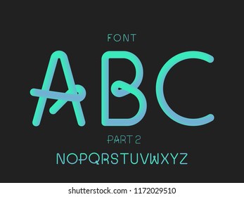 Grade 2 font. Vector alphabet letters and numbers. Typeface design.