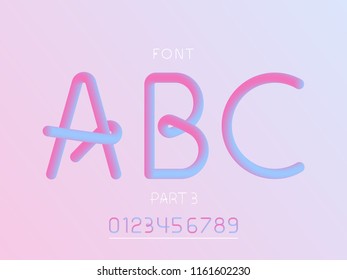 Grade 3 font. Vector alphabet letters and numbers. Typeface design. 
