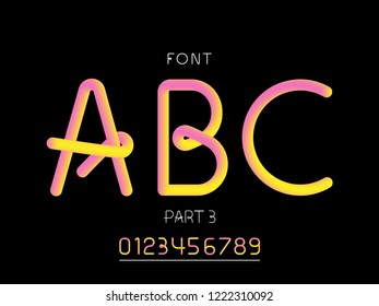 Grade 3 font. Vector alphabet letters and numbers. Typeface design. 
