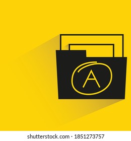 grade A folder with shadow yellow background