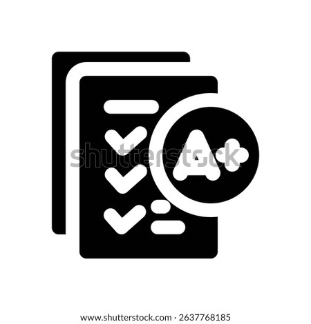 grade glyph icon. Strong and solid vector icon for websites, mobile interfaces, presentations, and visual branding. High quality and easy to edit.