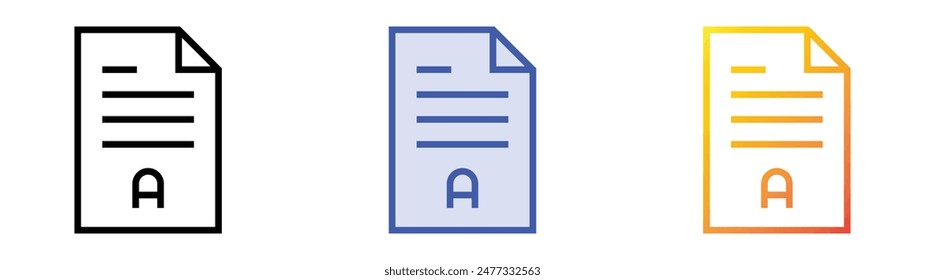 grade icon. Linear, Blue Fill and Gradient Style Design Isolated On White Background