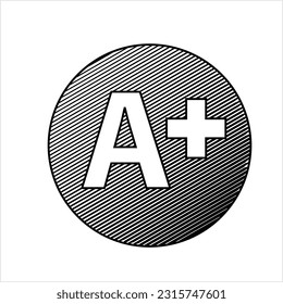 Grade Icon A Plus,Excellent Evaluation, Rating Icon A+ Vector Art Illustration