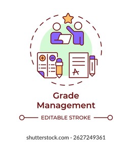 Grade management multi color concept icon. Tutoring, mentorship. Academic program. Round shape line illustration. Abstract idea. Graphic design. Easy to use in article, infographic