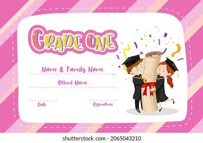 Grade one diploma certificate template illustration