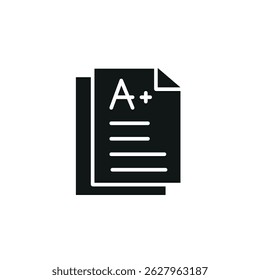 Grade paper icon. Simple grade paper icon for social media, app and web design. Vector illustration.