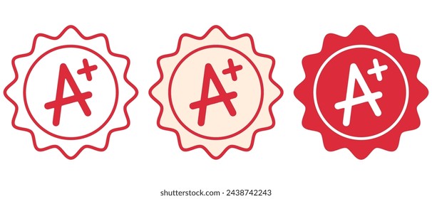 grade A plus sign, grading sign of students in the educational system