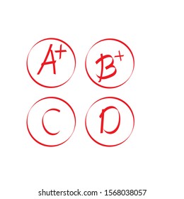 Grade result - A+. Hand drawn vector grade with plus in circle. Flat illustration