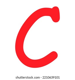Grade result C . Hand drawn icon in red color. Test exam mark report vector illustration .
