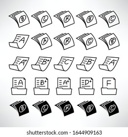 grade result or exam result icons line vector set
