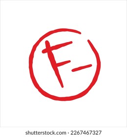Grade result F minus isolated on white background