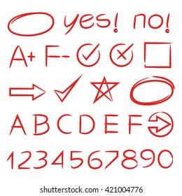 grade result symbol, number, highlighter