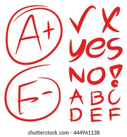 grade result symbols, check marks