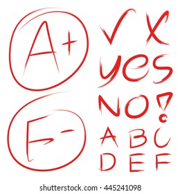 grade result symbols, check marks