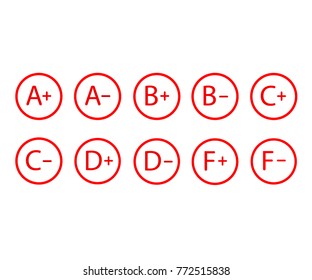 Grade results, grade symbols vector illustration.