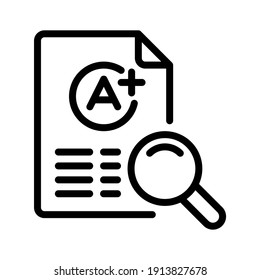Grade with search. Line vector Isolated on white background.