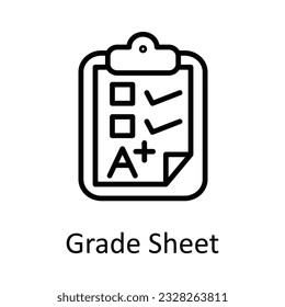 Ilustración de diseño de iconos de esquema de hoja de grado. Símbolo de educación sobre archivo EPS 10 de fondo blanco