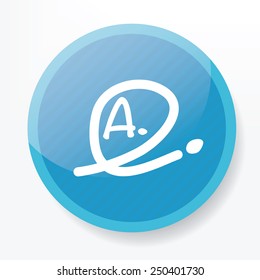 Grade A symbol design on blue button,clean vector