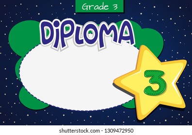 Grade three diploma certificate template illustration