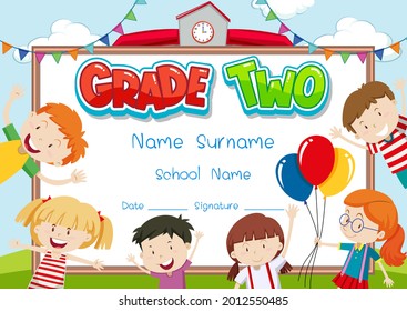Grade two diploma or certificate template illustration