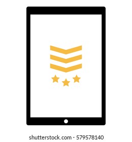 Grade_Rank  icon - Flat design, glyph style icon - Yellow enclosed in a tablet