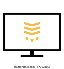 Grade_Rank  icon- Flat design, glyph style icon - Yellow enclosed in a screen