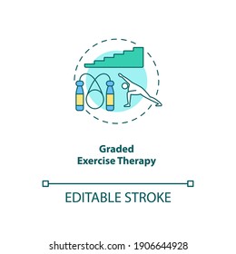 Graded exercise therapy concept icon. CFS treatment idea thin line illustration. Regular, physical activity. Structured exercise programme. Vector isolated outline RGB color drawing. Editable stroke