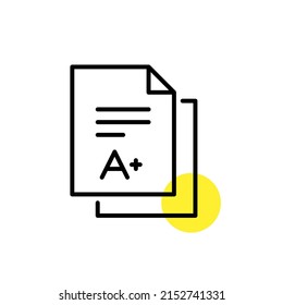 A graded paper assignment. Pixel perfect, editable stroke line art icon