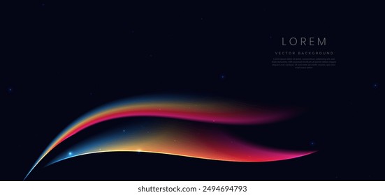 Gradeint colorful wave and light on black background. You can use for ad, poster, template, business presentation. Vector illustration