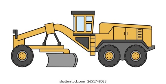Grader. Construction equipment. Vector illustration.