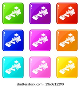 Grader icons set 9 color collection isolated on white for any design