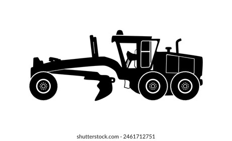 Grader machine, black isolated silhouette