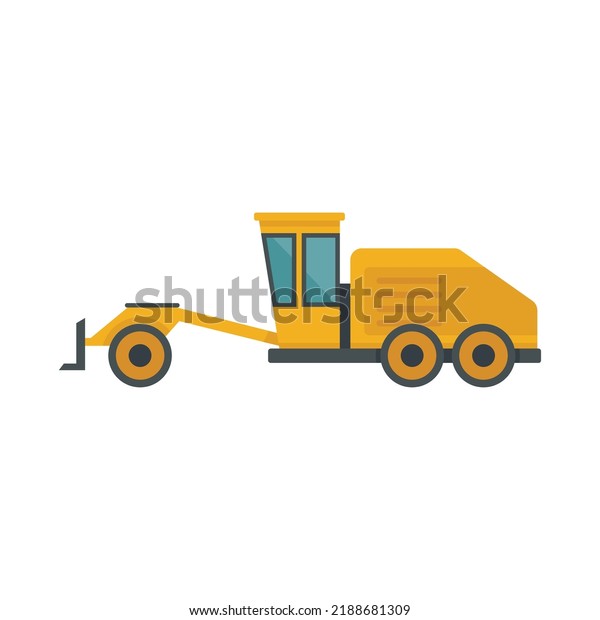 Grader\
machine machinery icon. Flat illustration of grader machine\
machinery vector icon isolated on white\
background
