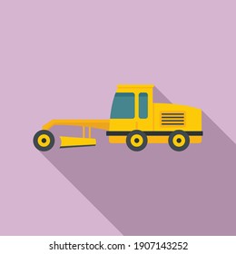Grader machine truck icon. Flat illustration of grader machine truck vector icon for web design