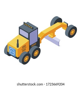 Grader machine truck icon. Isometric of grader machine truck vector icon for web design isolated on white background