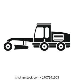 Icono de camión de máquina graduadora. Ilustración simple del icono vectorial de camiones de máquinas niveladoras para diseño web aislado en fondo blanco
