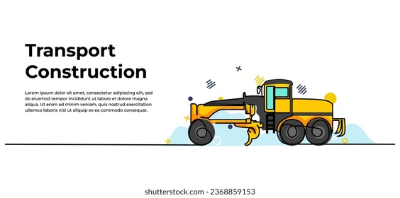 Ilustración vectorial de máquina Grader. Banner moderno de estilo lineal.