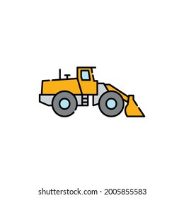 Grader sign сolor line icon. Road construction. Pictogram for web page, mobile app, promo. UI UX GUI design element. Editable stroke.