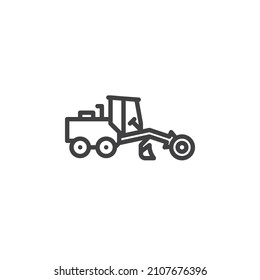 Grader Truck line icon. linear style sign for mobile concept and web design. Construction vehicle outline vector icon. Symbol, logo illustration. Vector graphics