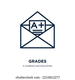grades icon from e learning and education collection. Thin linear grades, grade, business outline icon isolated on white background. Line vector grades sign, symbol for web and mobile