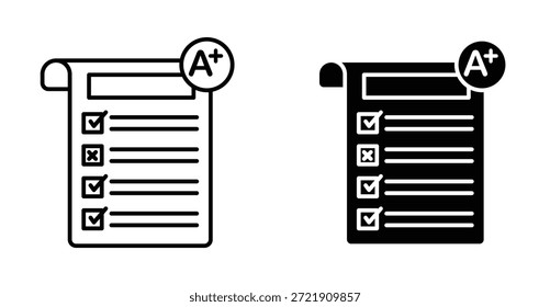 Icono de calificaciones. Línea con trazo editable y plano para el Web