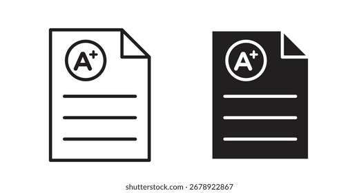 Grades icon on white background. icon set in black outline and fill