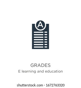 Grades icon vector. Trendy flat grades icon from e learning and education collection isolated on white background. Vector illustration can be used for web and mobile graphic design, logo, eps10