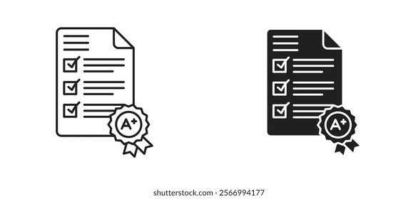 Grades icons in outline and fill. vector illustration for ui.