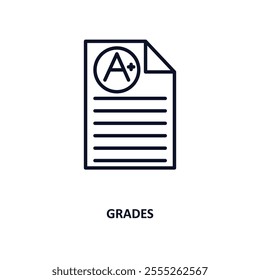 grades outline icon.  Thin line icon from e learning and education collection. Editable vector isolated on white background