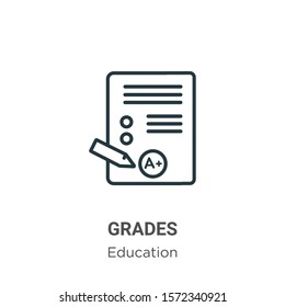 Grades outline vector icon. Thin line black grades icon, flat vector simple element illustration from editable online learning concept isolated on white background