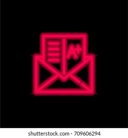 Grades red glowing neon ui ux icon. Glowing sign logo vector