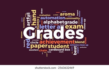 Grades word cloud template. Grades concept vector tagcloud background. vector illustration.