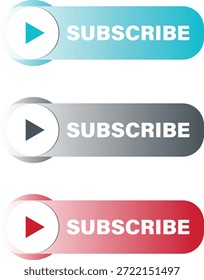 Gradian subscribe botão definir design com ícone branco play